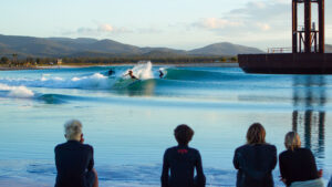 People watching surf